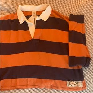 free people cropped collared long sleeve shirt.